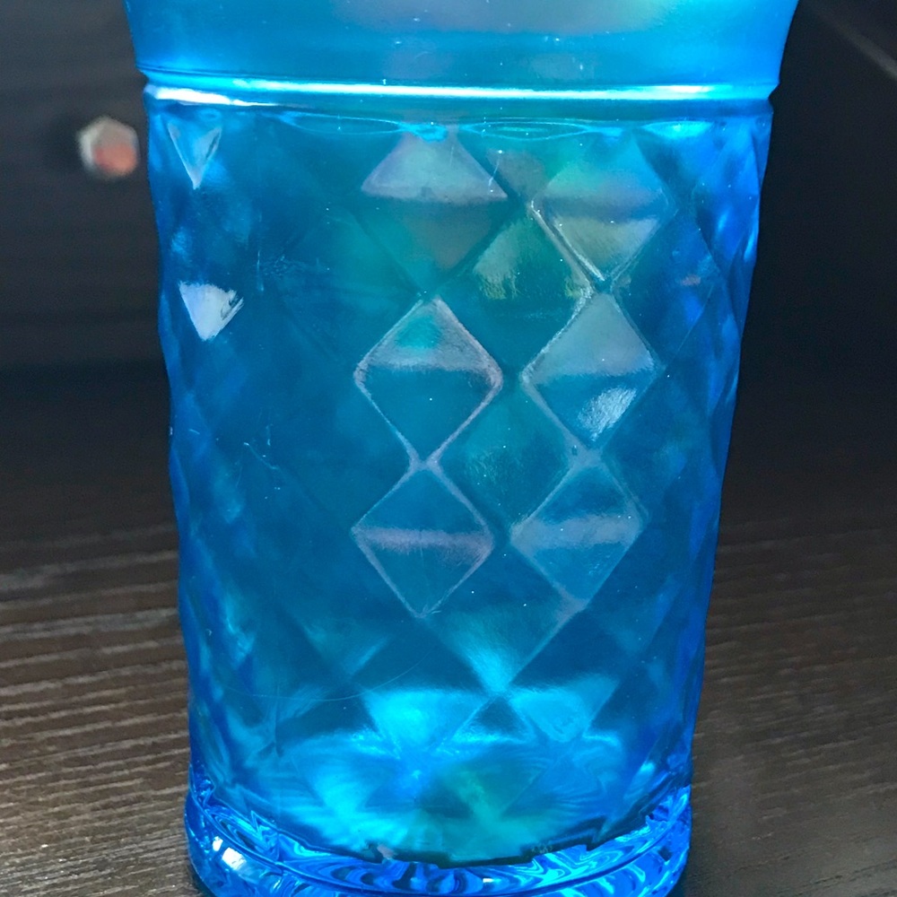 Vintage Northwood Celeste Blue Concave Diamond Carnival Glass Tumbler